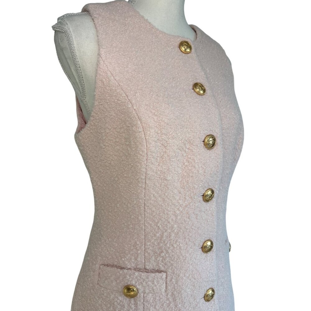 L'Academie by Marianna Dapheen Mini Dress in Light Pink Medium New Womens Tweed - Picture 6 of 11